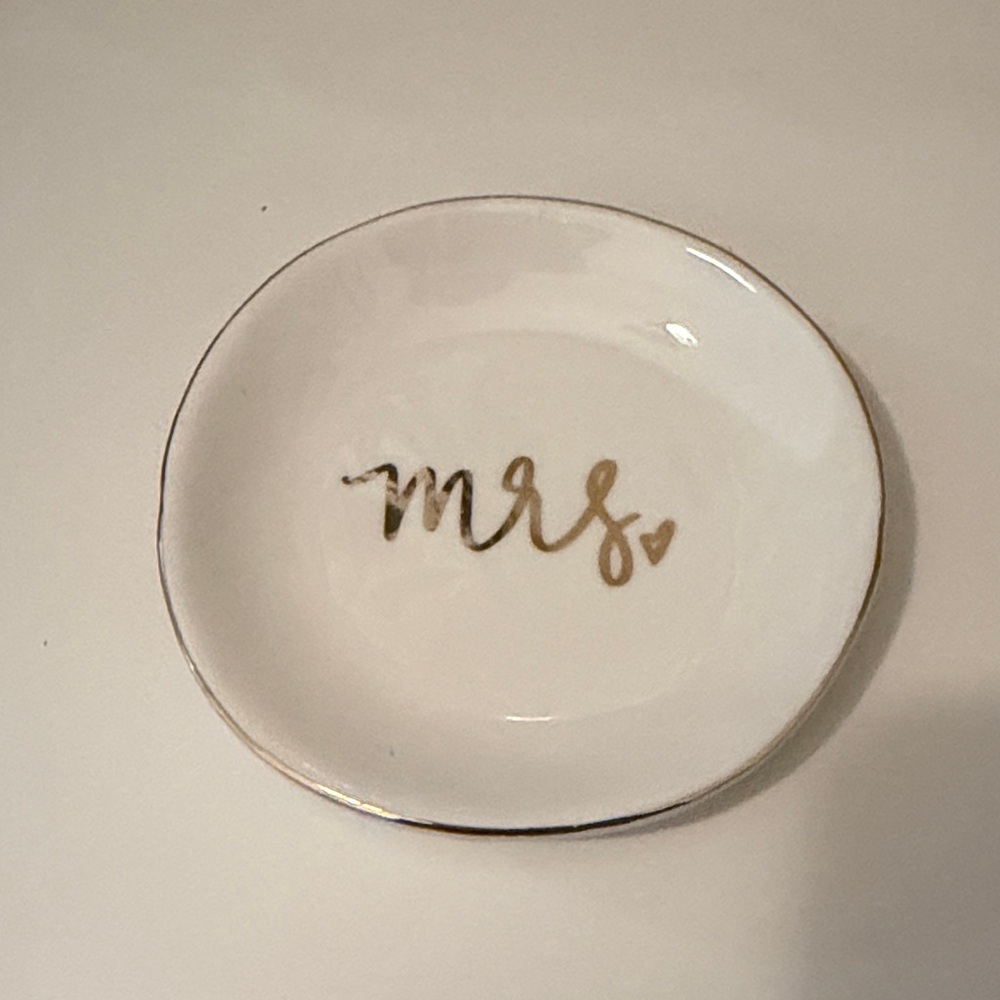 Gold and White 'Mrs' Ring Dish